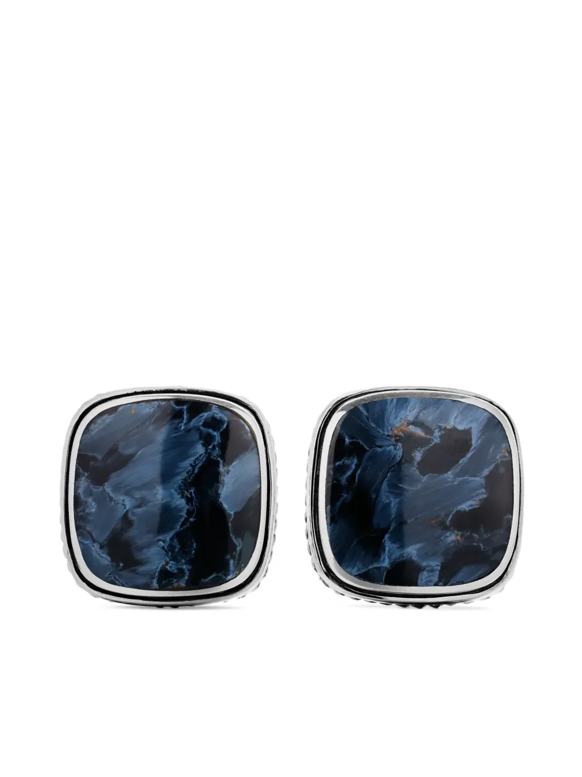 David Yurman スターリングシルバー エキゾチックストーン ピエタースサイト カフリンクス - 画像1