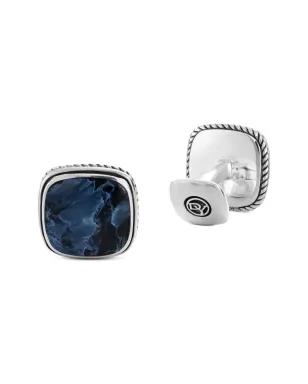 David Yurman スターリングシルバー エキゾチックストーン ピエタースサイト カフリンクス - サムネイル4