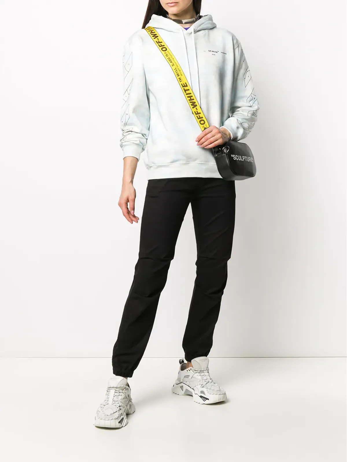 Off-White タイダイ染め リラックスフィット フーディ ブルー - 画像2