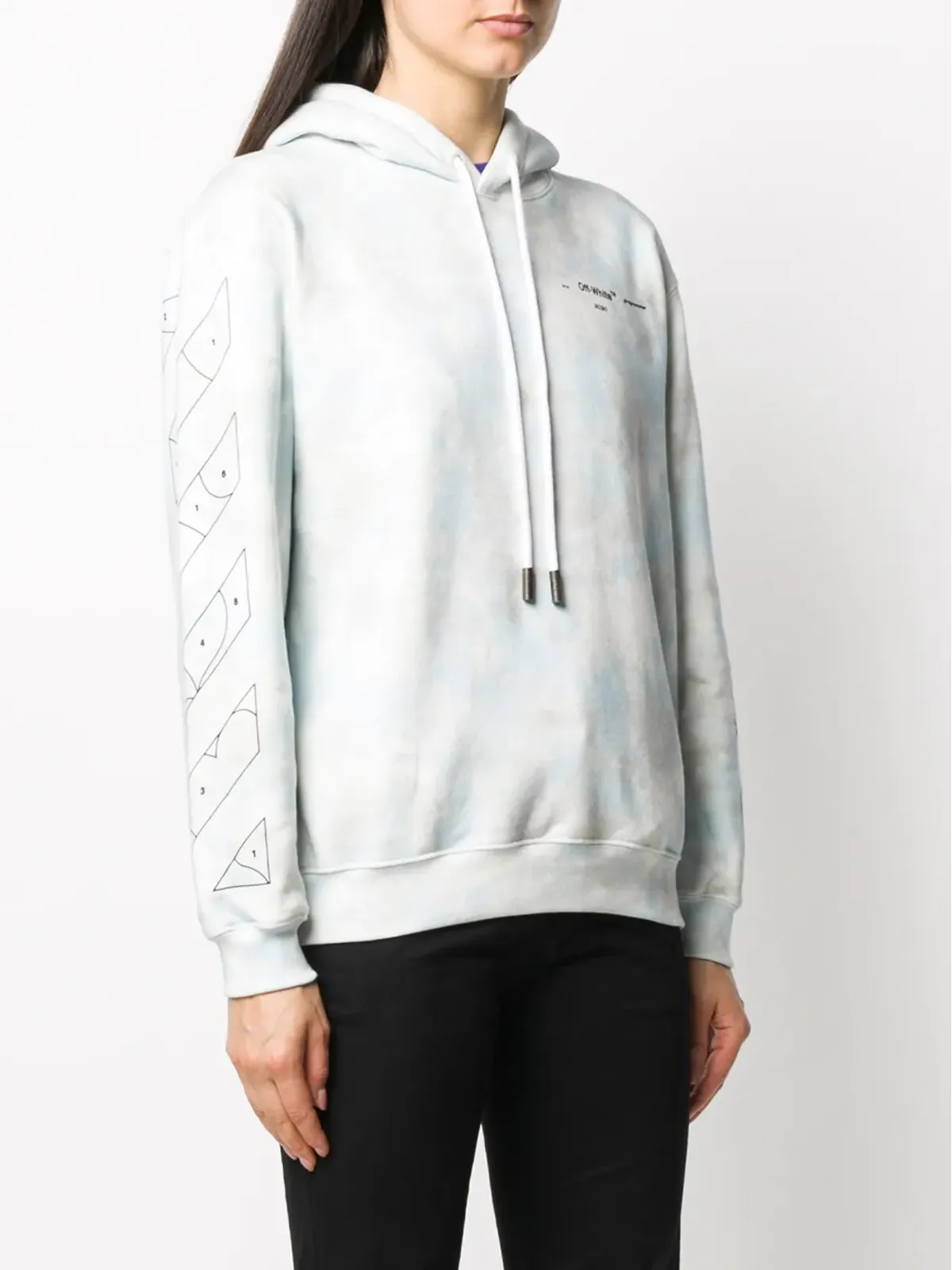 Off-White タイダイ染め リラックスフィット フーディ ブルー - 画像3