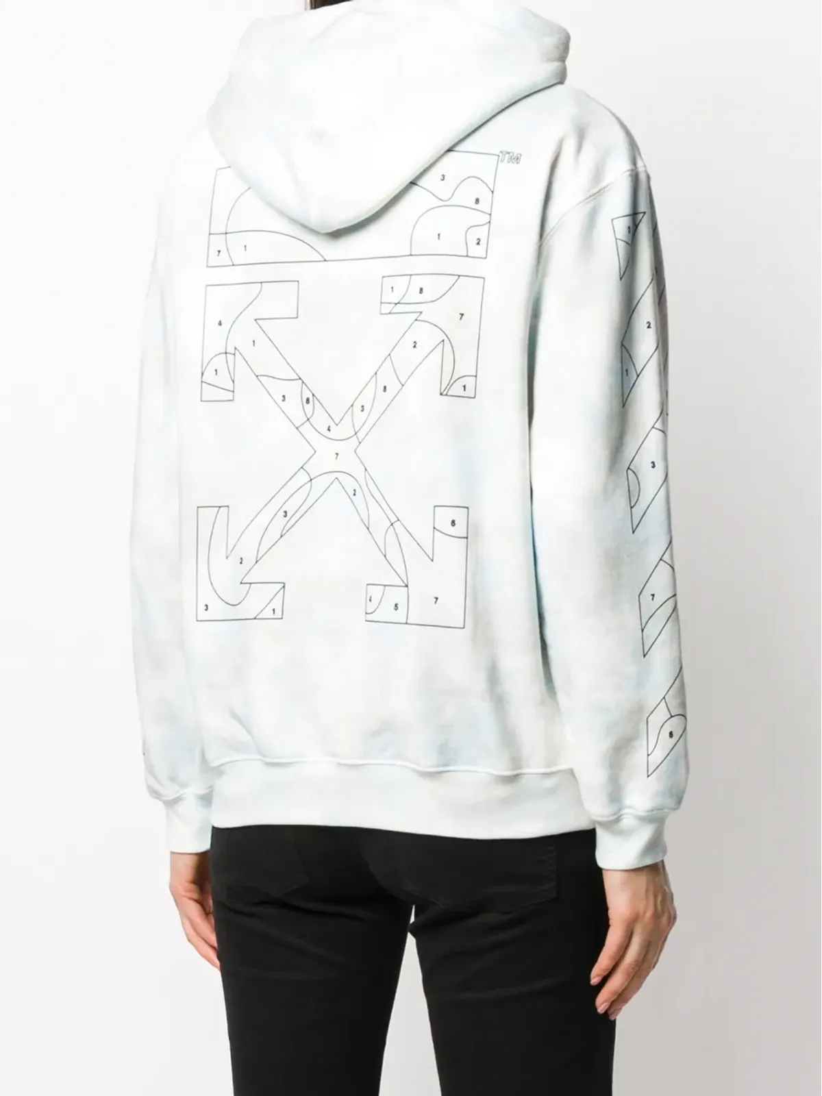 Off-White タイダイ染め リラックスフィット フーディ ブルー - 画像4