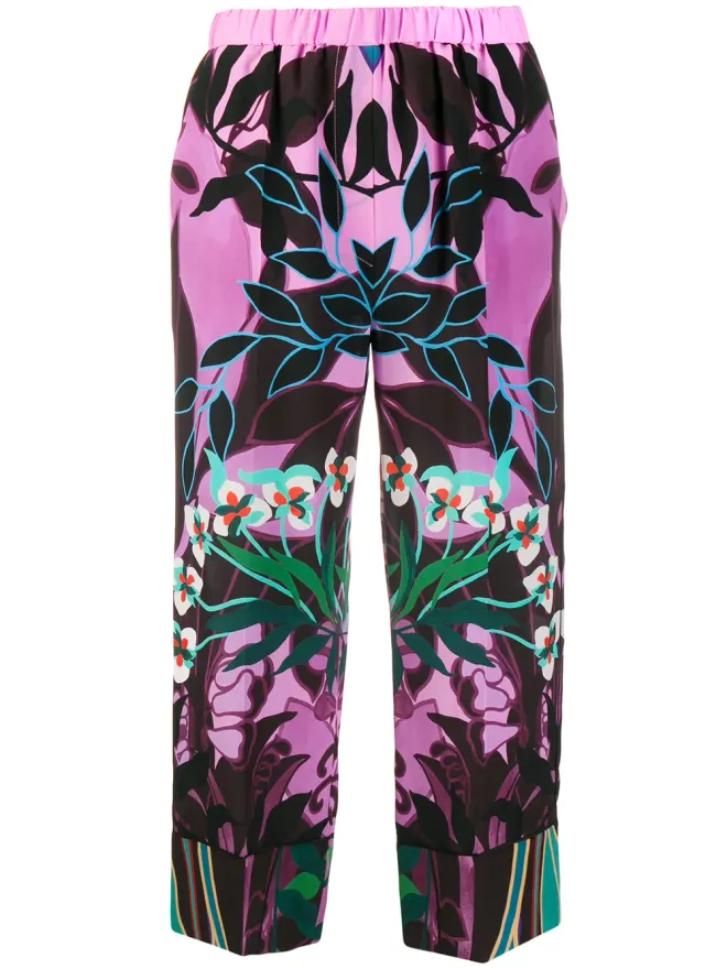 Valentino Garavani Valentino Garavani ミラーオーキッド柄 クロップドパンツ ピンクの商品画像