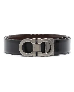 Ferragamo バックル付きレザーベルト - ブラック - サムネイル1
