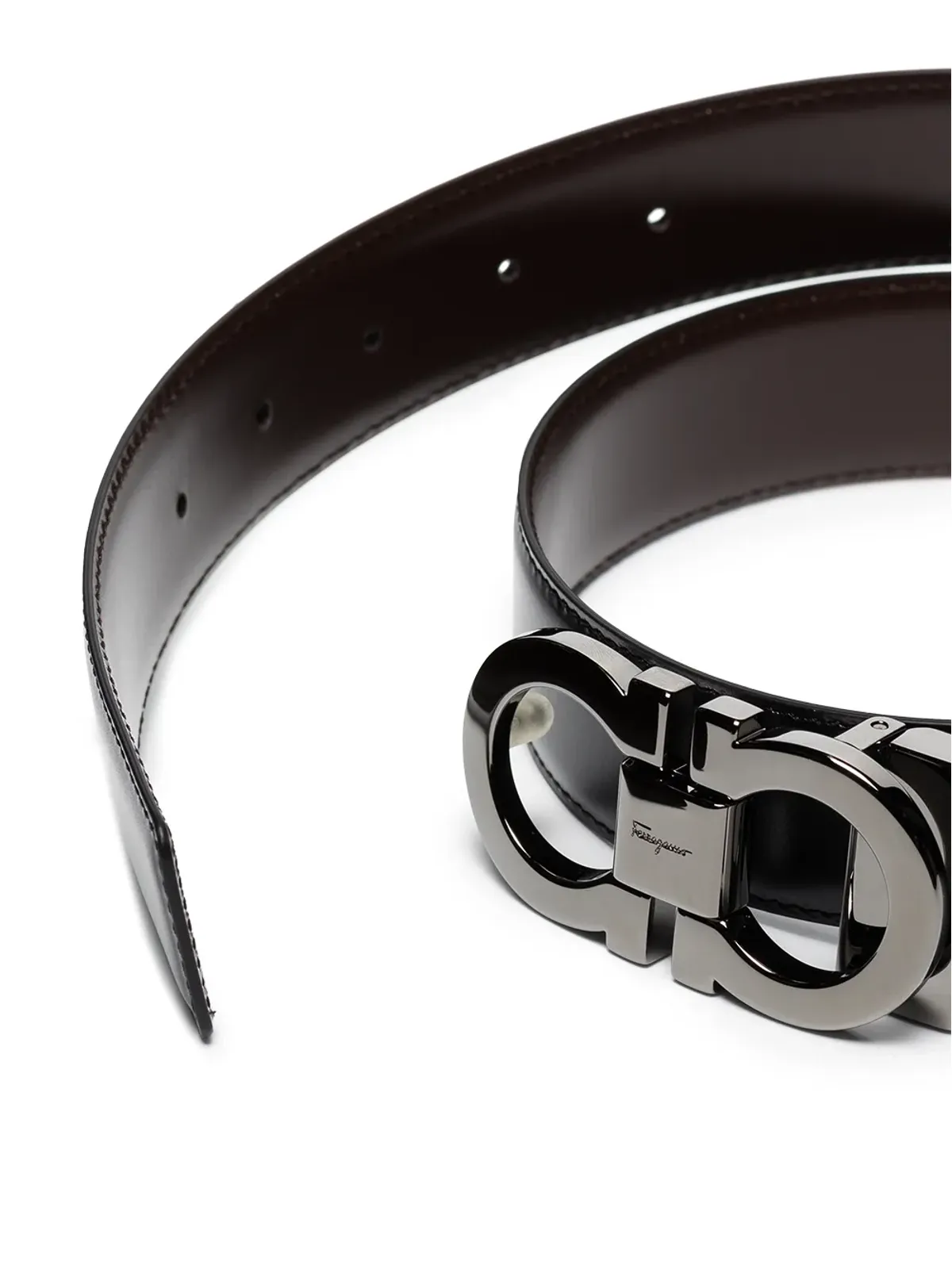 Ferragamo バックル付きレザーベルト - ブラック - 画像3