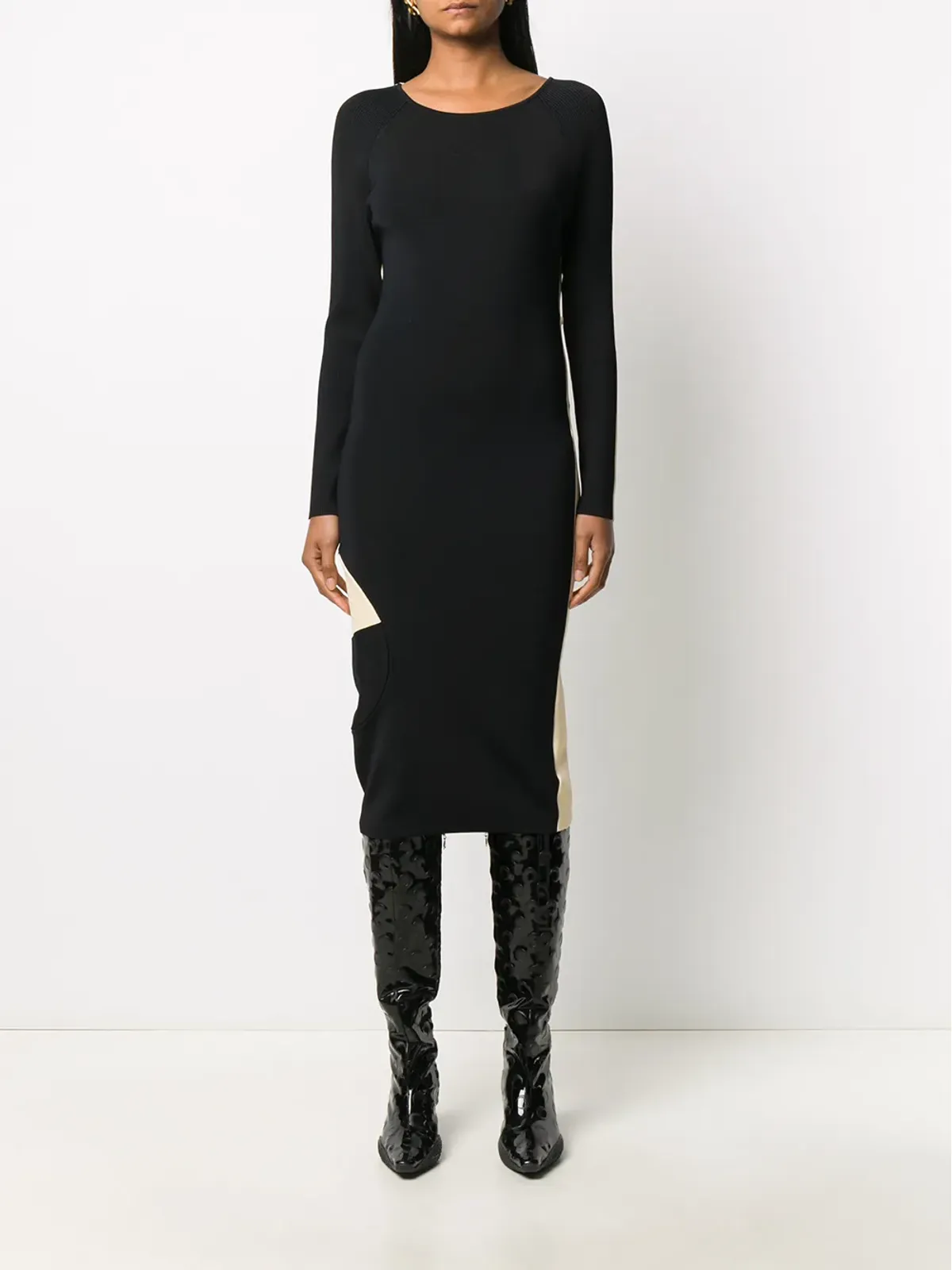 Off-White Front n' Back ribbed-knit dress - Black - 画像3