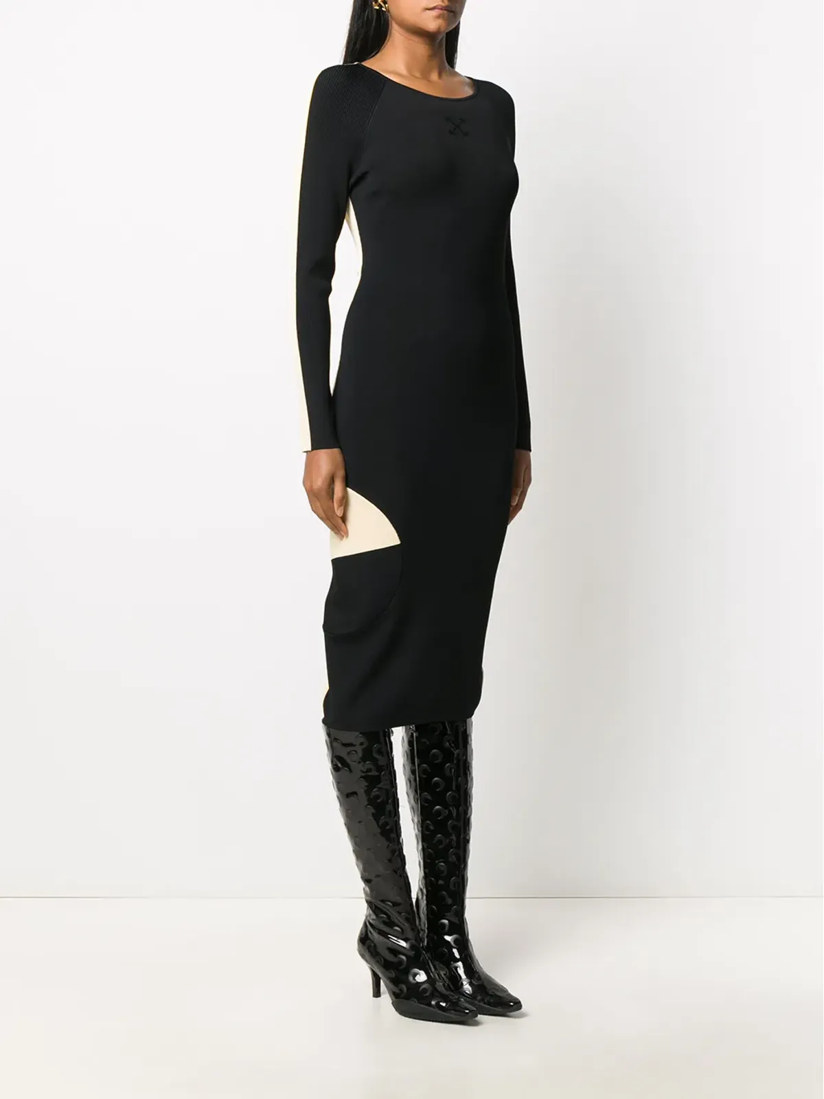 Off-White Front n' Back ribbed-knit dress - Black - 画像4