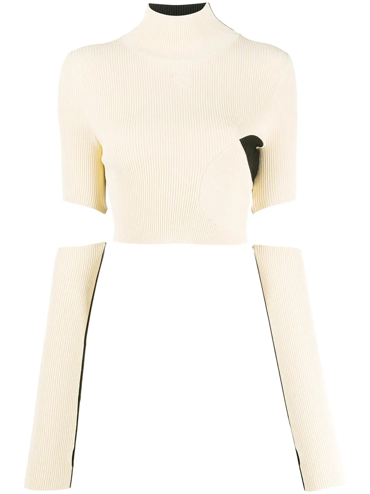 Off-White リブ編みニット クロップトップ - 画像1