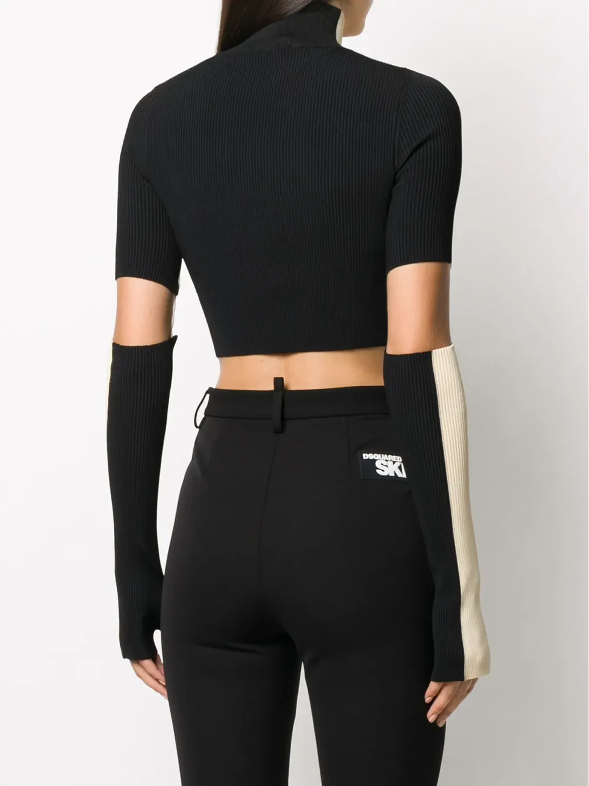 Off-White リブ編みニット クロップトップ - 画像4