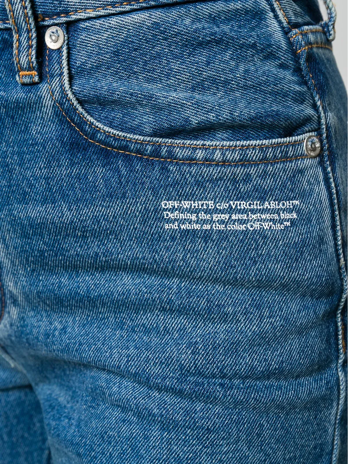 Off-White ロゴ刺繍ストレートジーンズ - ブルー - 画像5