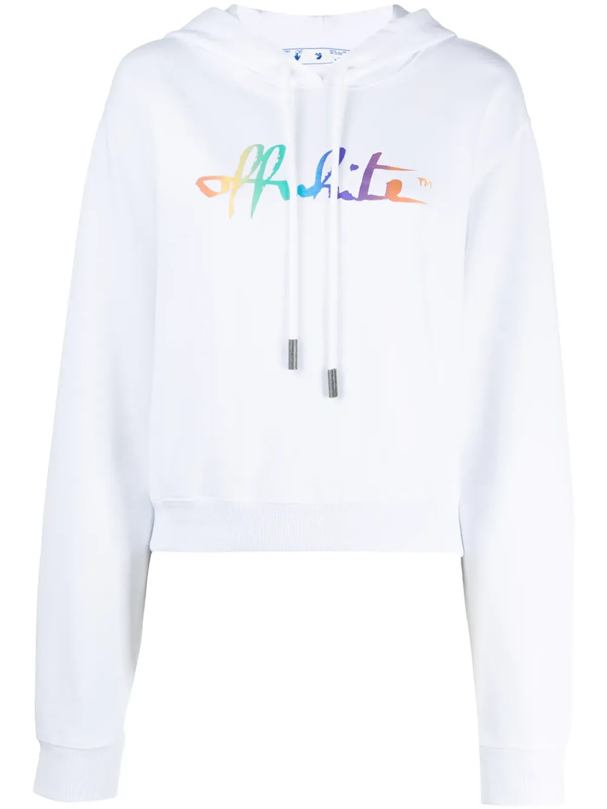 Off-White Rainbow logo print cropped hoodie - 画像1