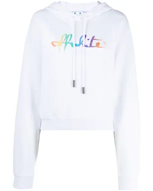 Off-White Rainbow logo print cropped hoodie - サムネイル1