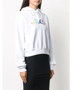 Off-White Rainbow logo print cropped hoodie - サムネイル3