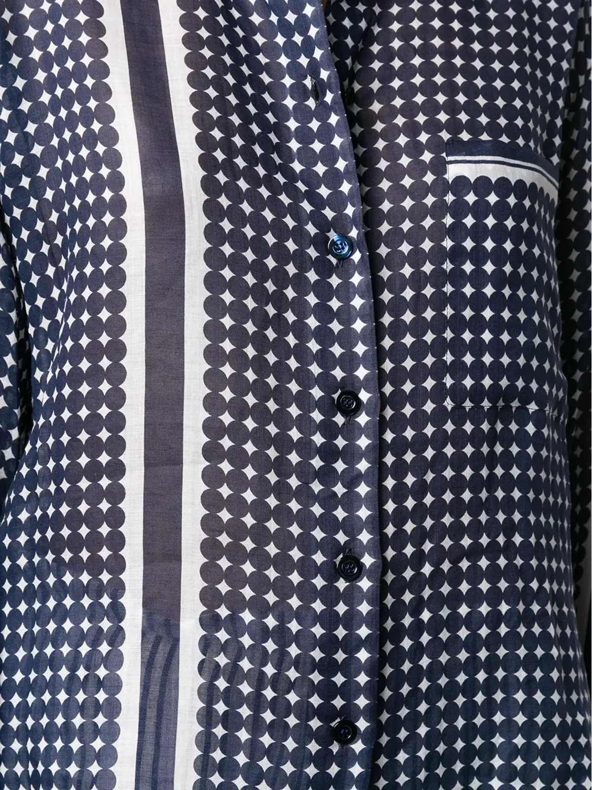 Sara Lanzi geometric-print long-sleeved shirt - Blue - 画像5