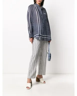 Sara Lanzi geometric-print long-sleeved shirt - Blue - サムネイル2