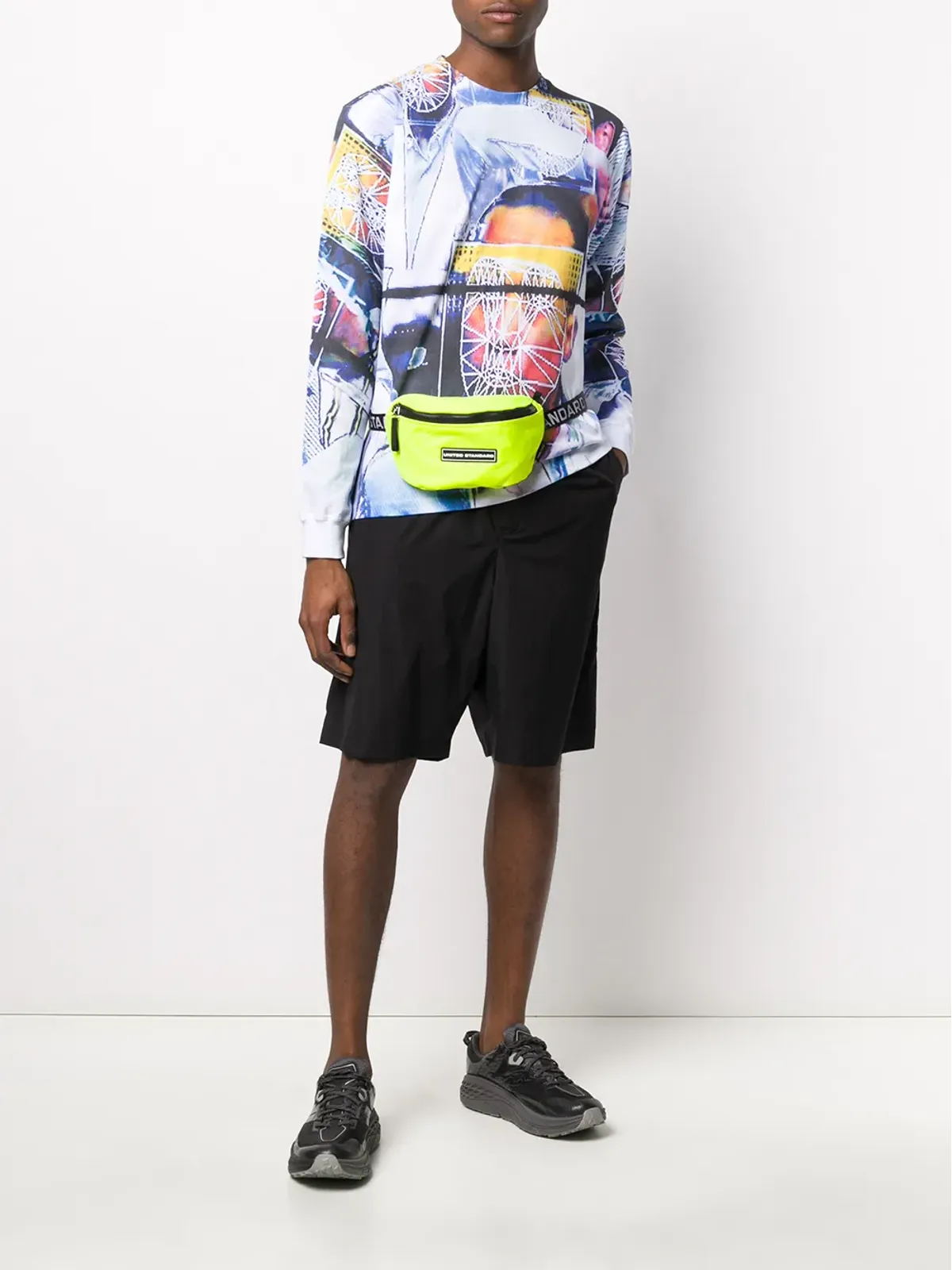 United Standard フェイスプリント長袖Tシャツ ホワイト - 画像2