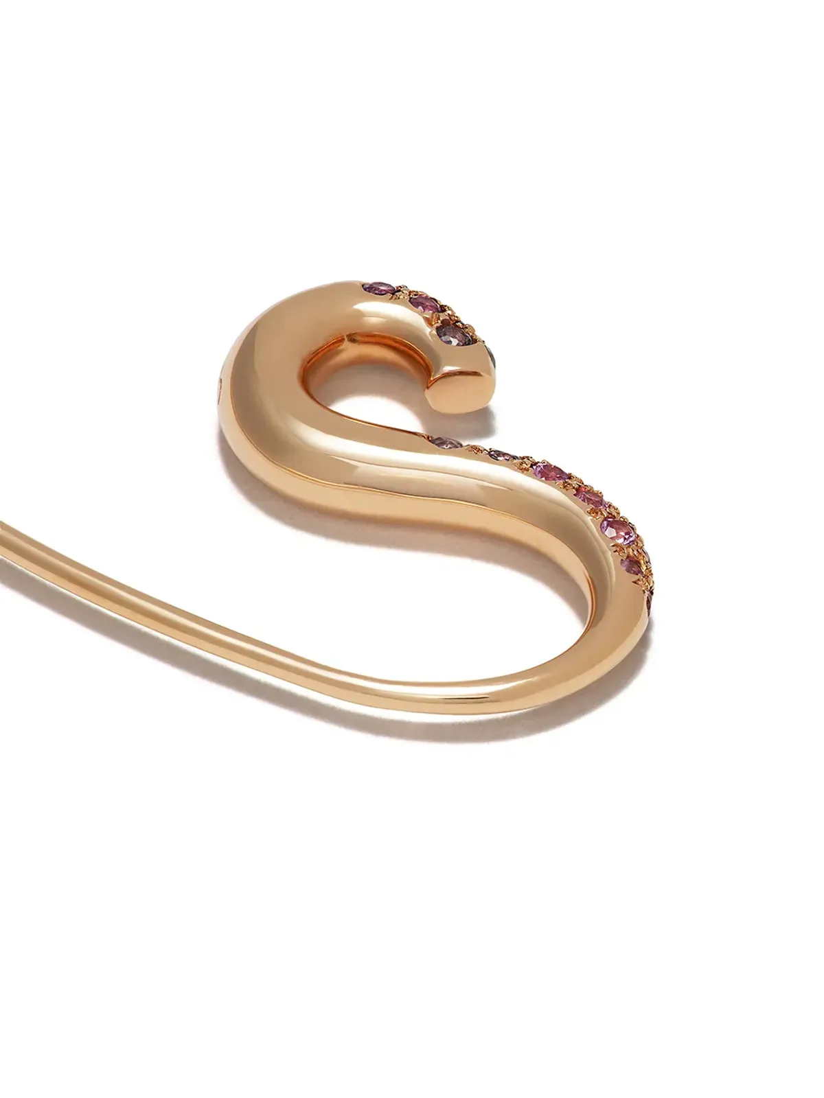 Charlotte Chesnais 18K イエローゴールド フック ピアス（サファイアとアメジスト） - 画像4