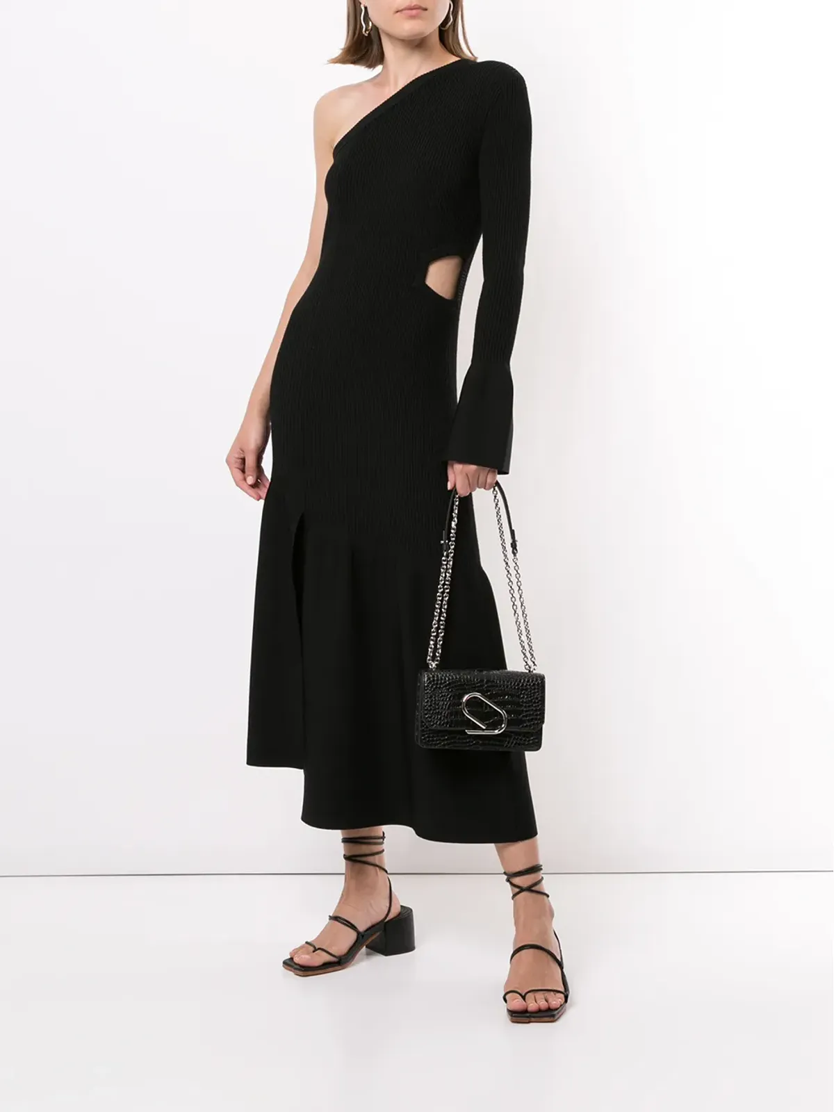 3.1 Phillip Lim ワン・スリーブ リブ編み カットアウト ドレス - 画像2
