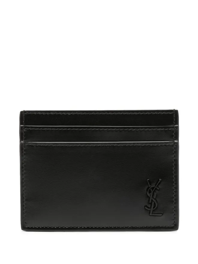 Saint Laurent Saint Laurent Cassandre-plaque leather card holder - Blackの商品画像