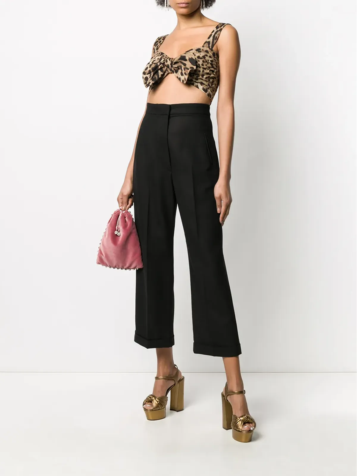 Dolce & Gabbana レオパード柄ポプリンのクロップトップ - 画像2