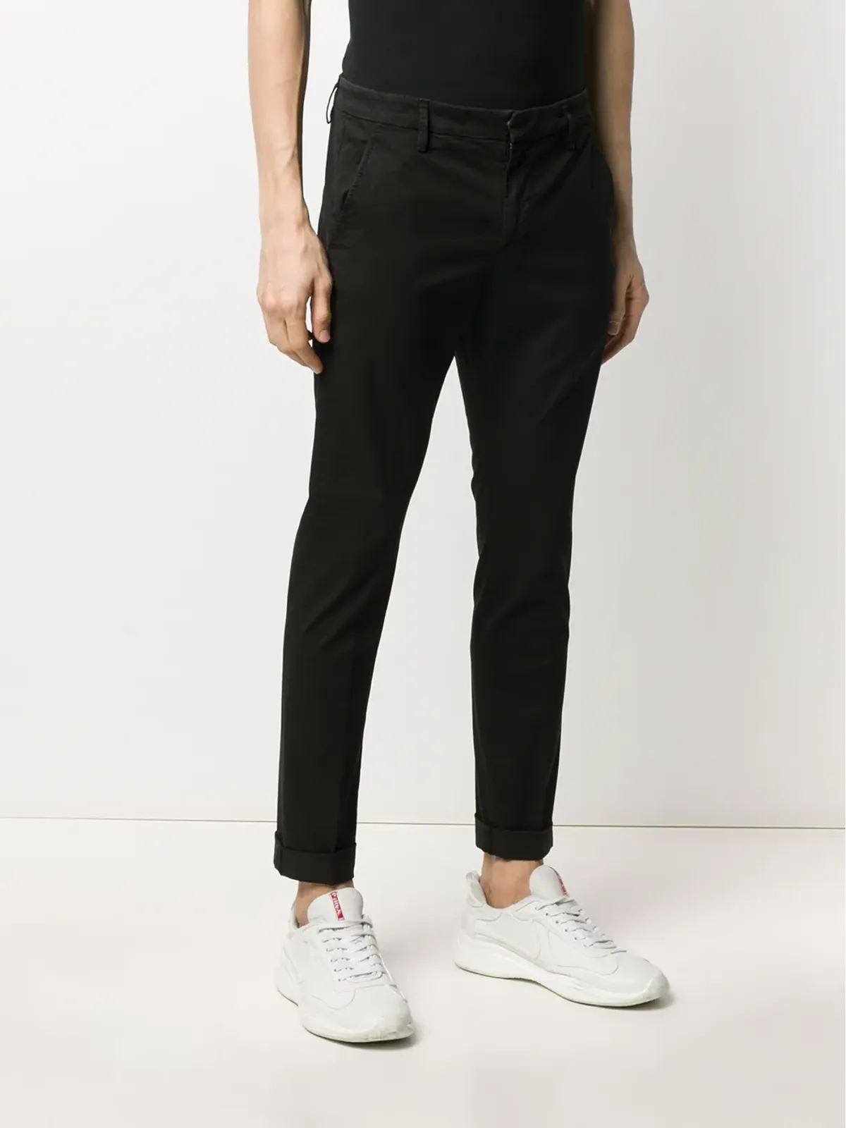 DONDUP ミッドライズ テーパードレッグ チノパンツ ブラック - 画像5