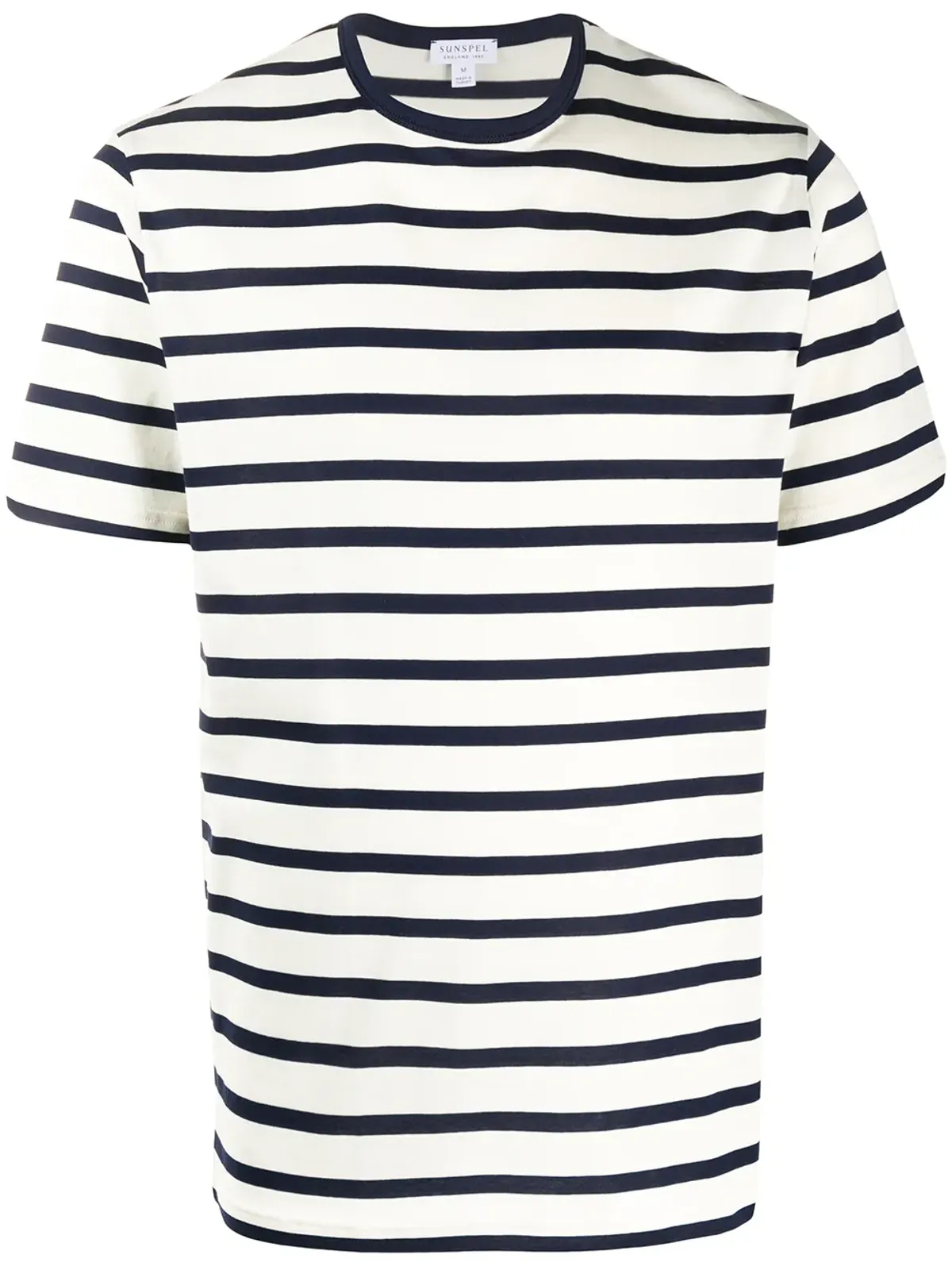 Sunspel ストライプ入り クルーネック Tシャツ - 画像1