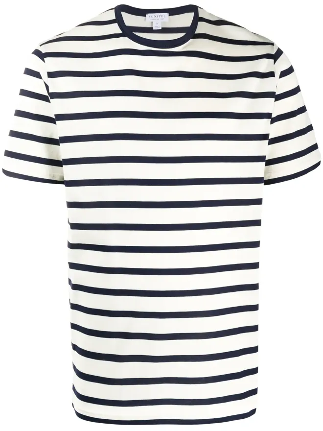 Sunspel Sunspel ストライプ入り クルーネック Tシャツの商品画像