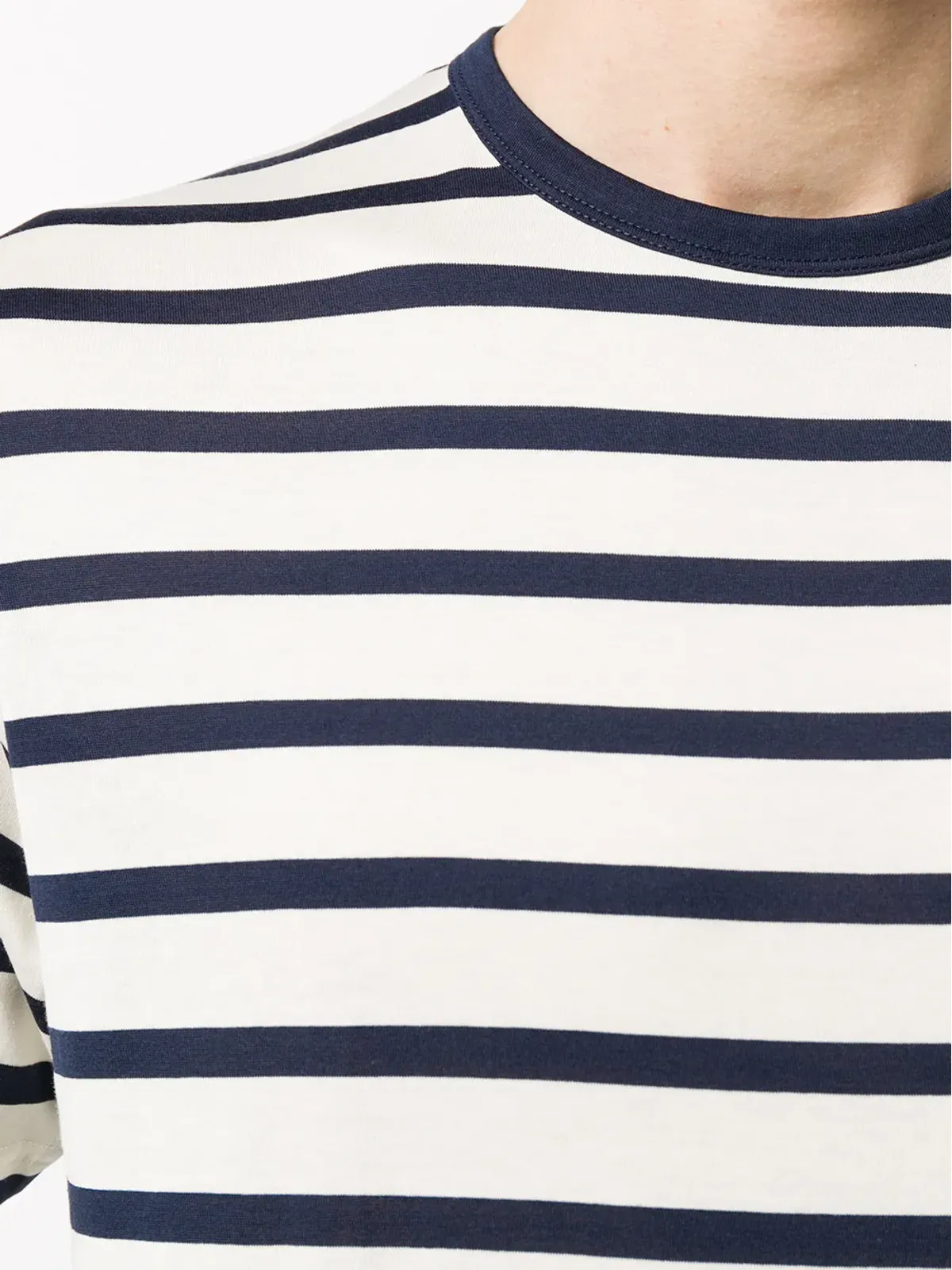 Sunspel ストライプ入り クルーネック Tシャツ - 画像5