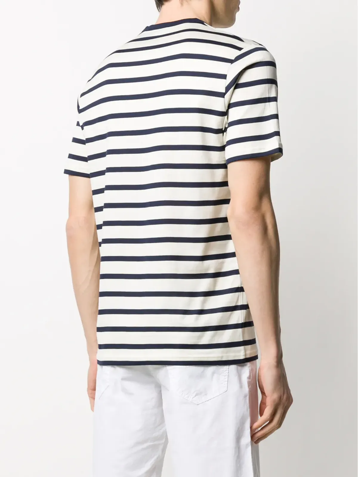 Sunspel ストライプ入り クルーネック Tシャツ - 画像4