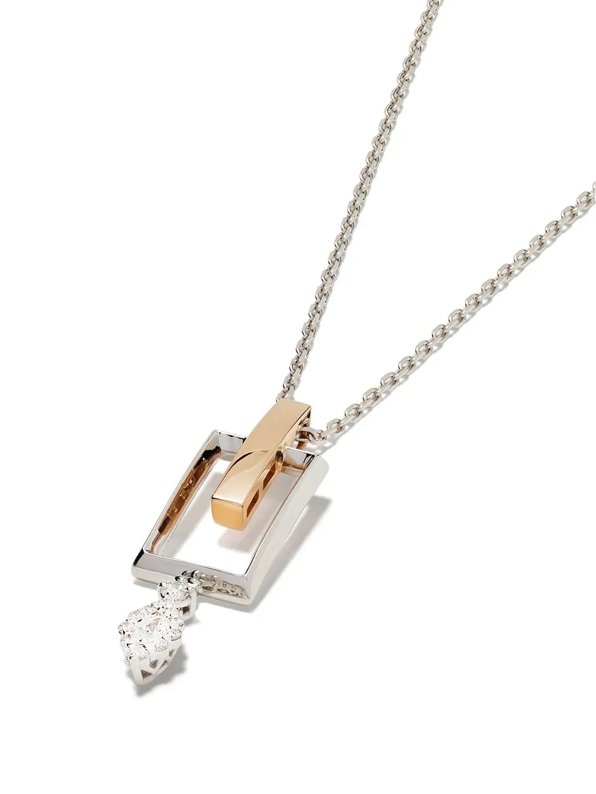 Yeprem 18K ホワイトゴールドとローズゴールド ダイヤモンド ペンダントネックレス - 画像3