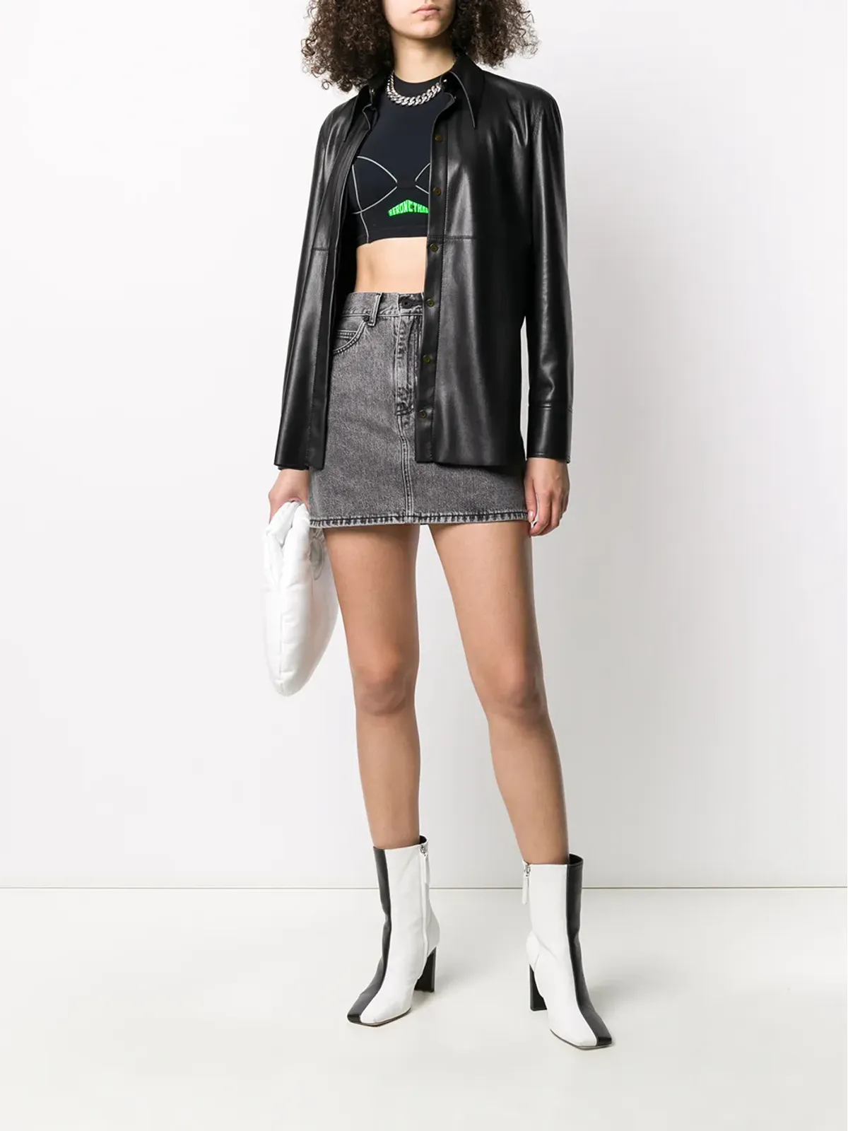 Off-White プリントロゴ デニムスカート - 画像2