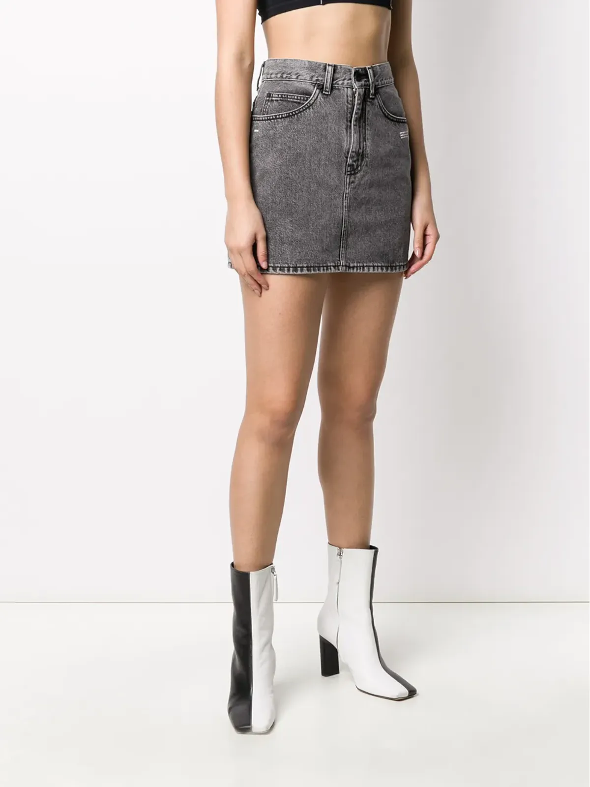 Off-White プリントロゴ デニムスカート - 画像3
