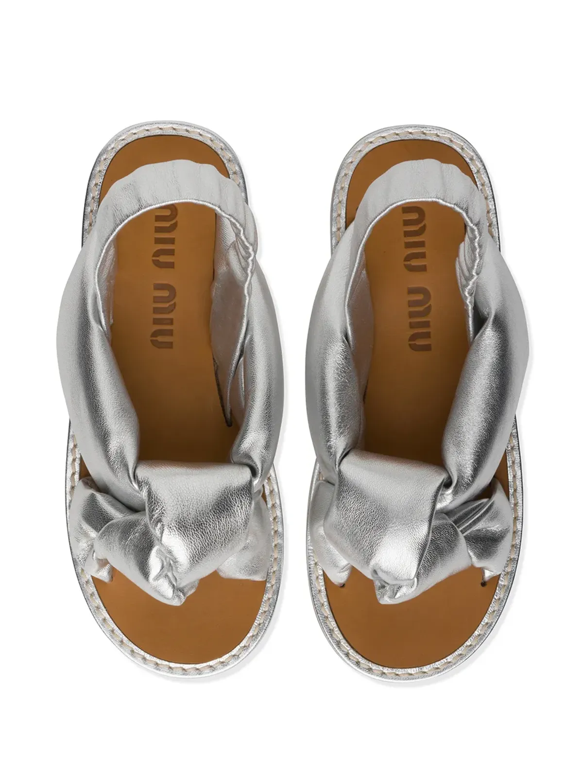 Miu Miu 結び目付きフラットサンダル - 画像4