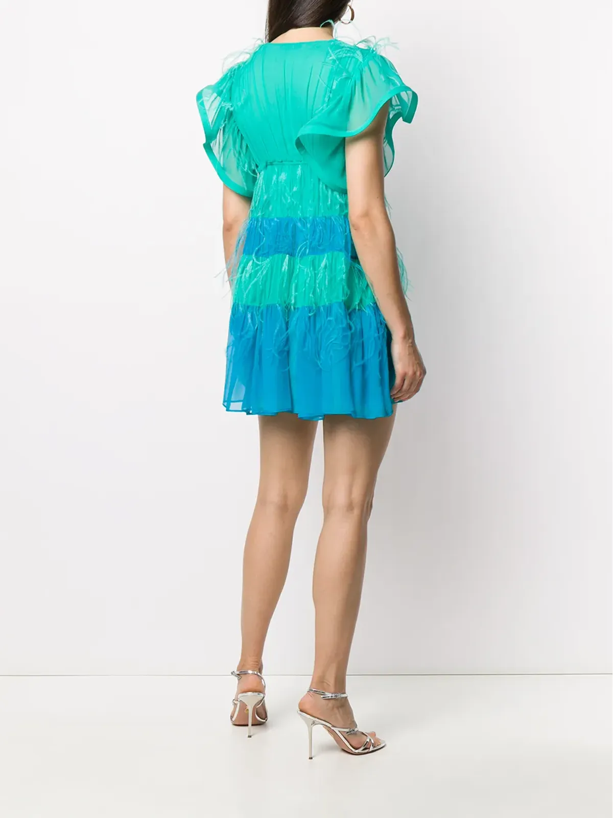 Alberta Ferretti 羽毛装飾ショートドレス - 画像4