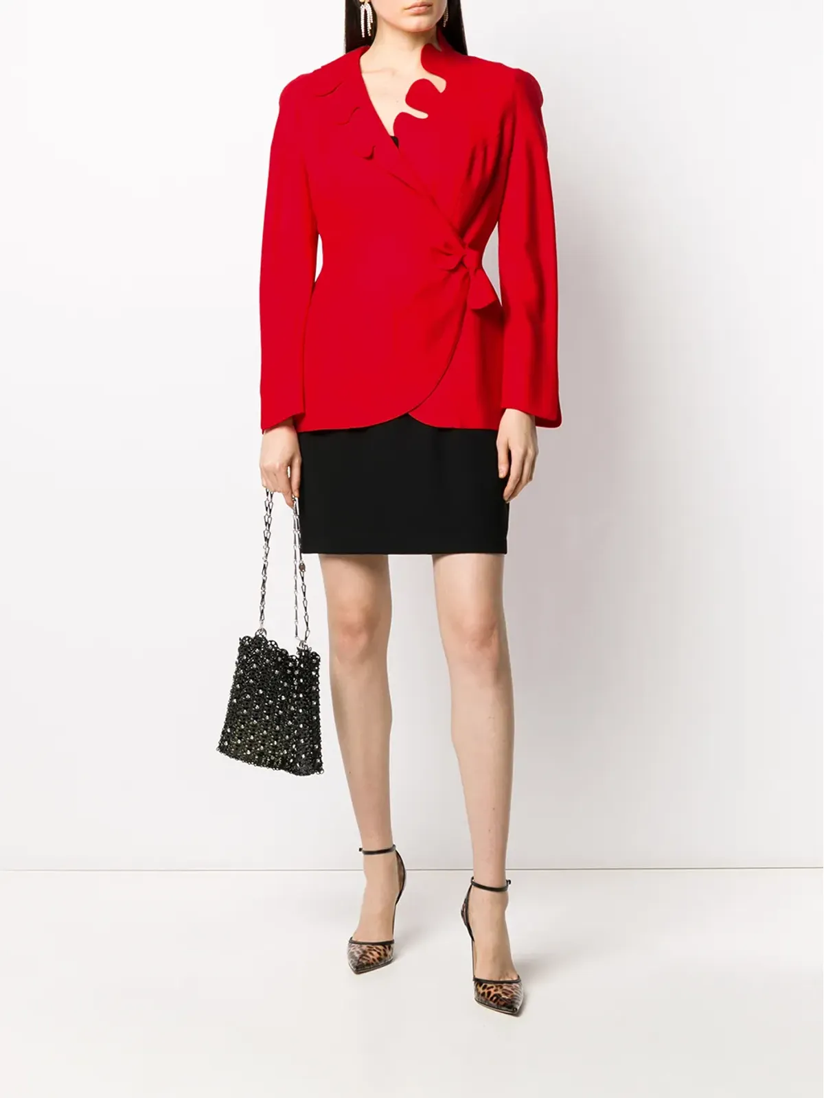Thierry Mugler Pre-Owned scalloped neck wrap jacket - Red - 画像2