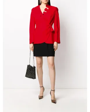 Thierry Mugler Pre-Owned scalloped neck wrap jacket - Red - サムネイル2