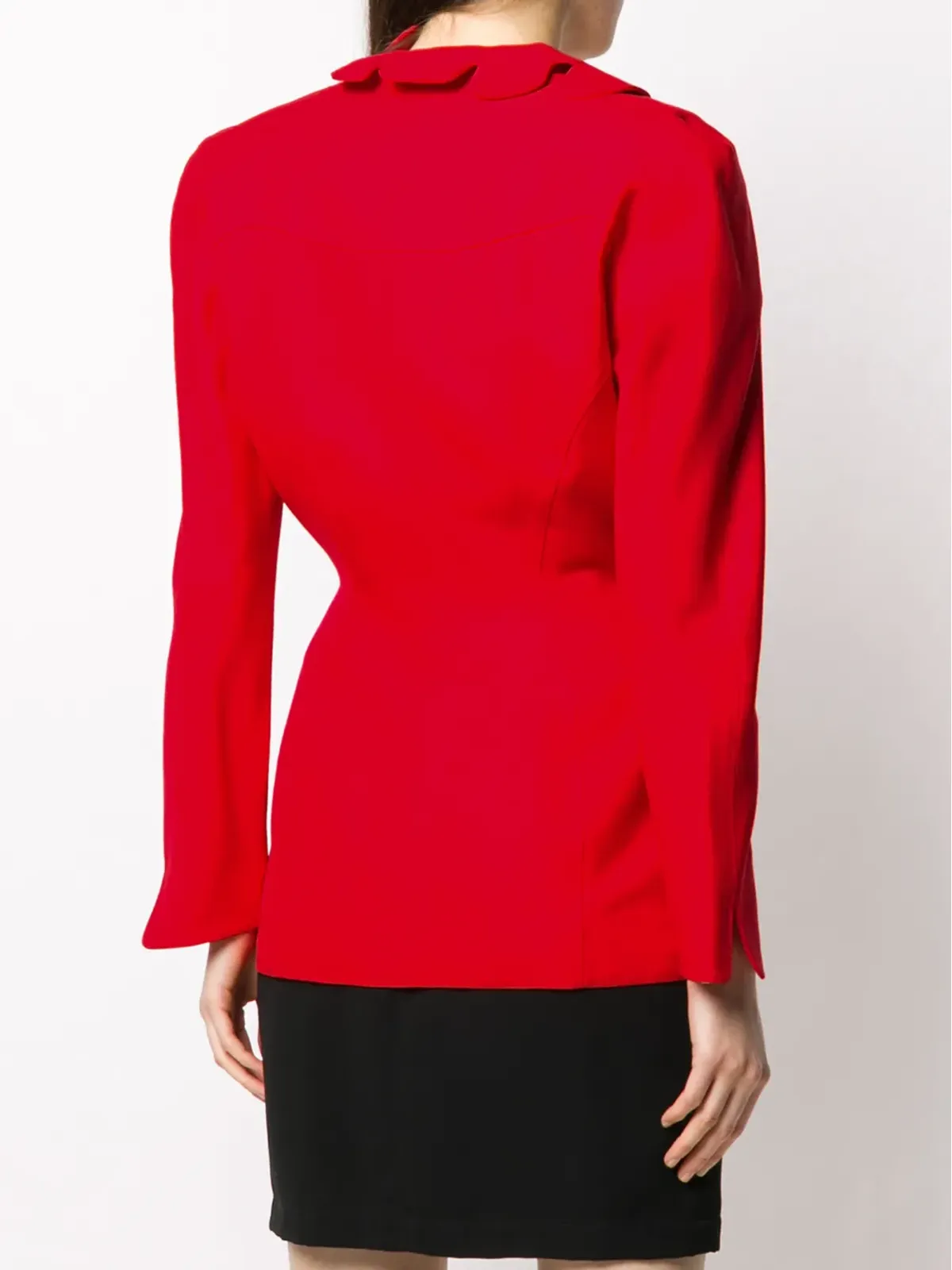 Thierry Mugler Pre-Owned scalloped neck wrap jacket - Red - 画像4