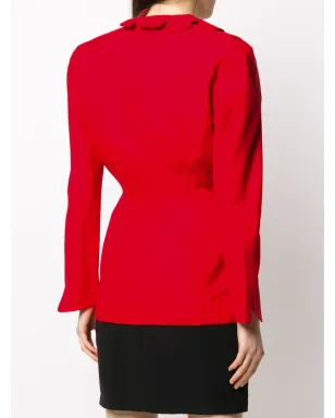 Thierry Mugler Pre-Owned scalloped neck wrap jacket - Red - サムネイル4