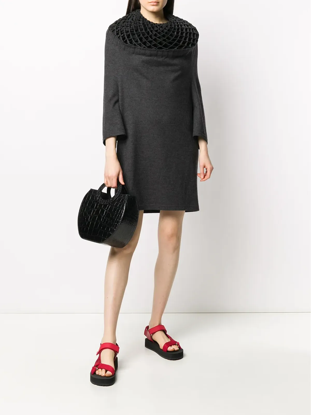Junya Watanabe Comme des Garçons Pre-Owned 2000s honeycomb collar dress - Grey - 画像2