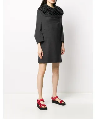 Junya Watanabe Comme des Garçons Pre-Owned 2000s honeycomb collar dress - Grey - サムネイル3