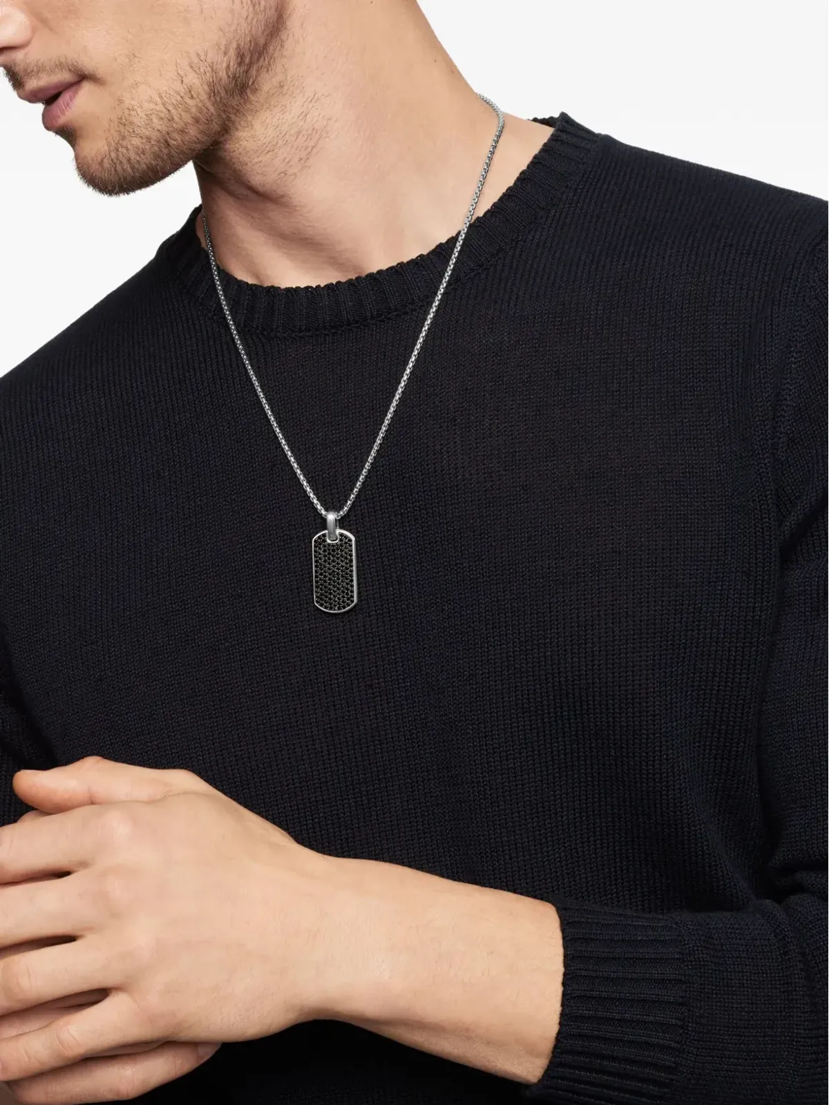 David Yurman sterling silver Chevron diamond tag - 画像2