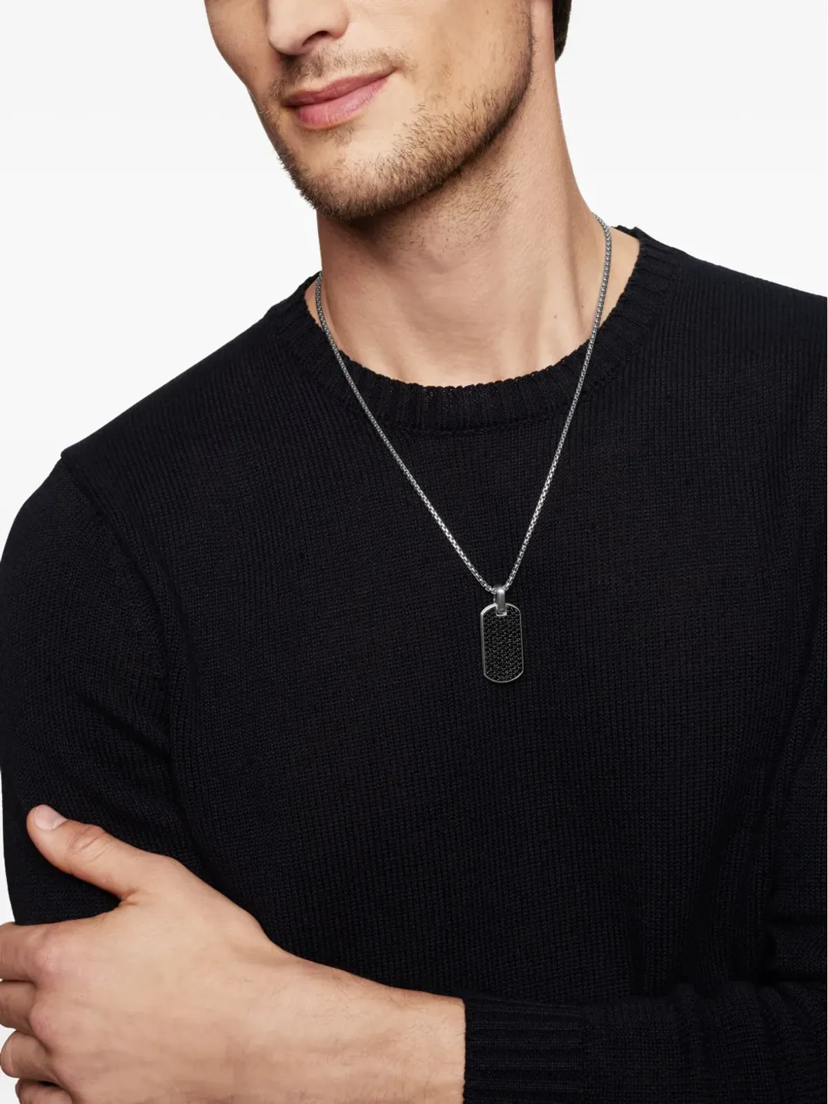 David Yurman sterling silver Chevron diamond tag - 画像3