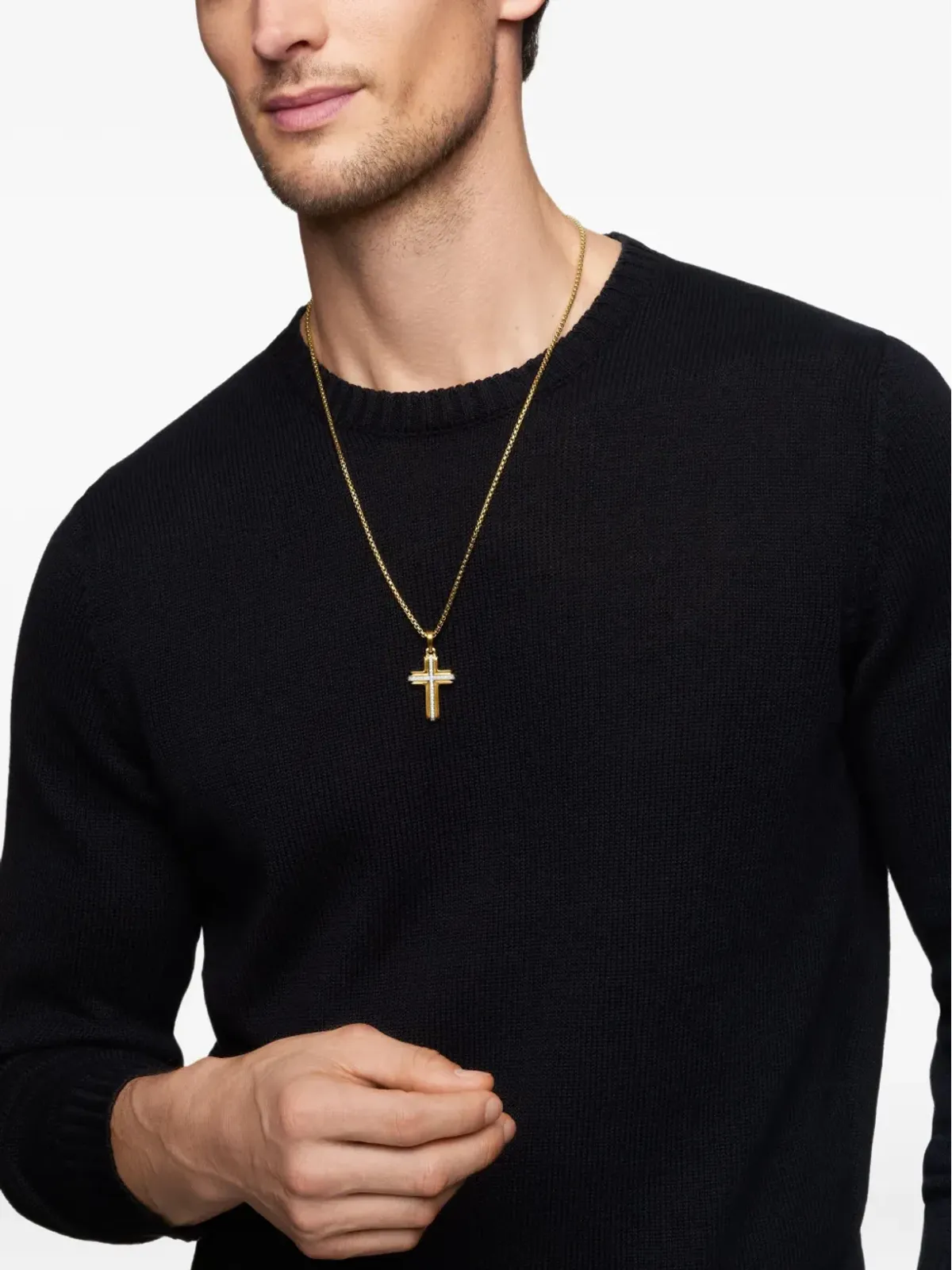 David Yurman 18K イエローゴールド デコクロス ダイヤモンド ペンダント - 画像2