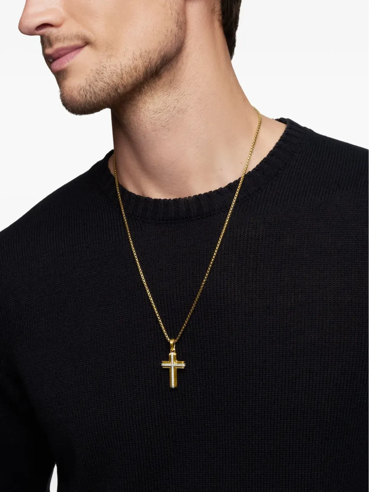David Yurman 18K イエローゴールド デコクロス ダイヤモンド ペンダント - 画像3