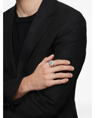 David Yurman sterling silver Maritime Compass black diamond signet ring - サムネイル2