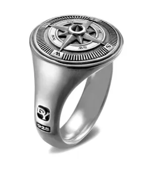 David Yurman sterling silver Maritime Compass black diamond signet ring - サムネイル3