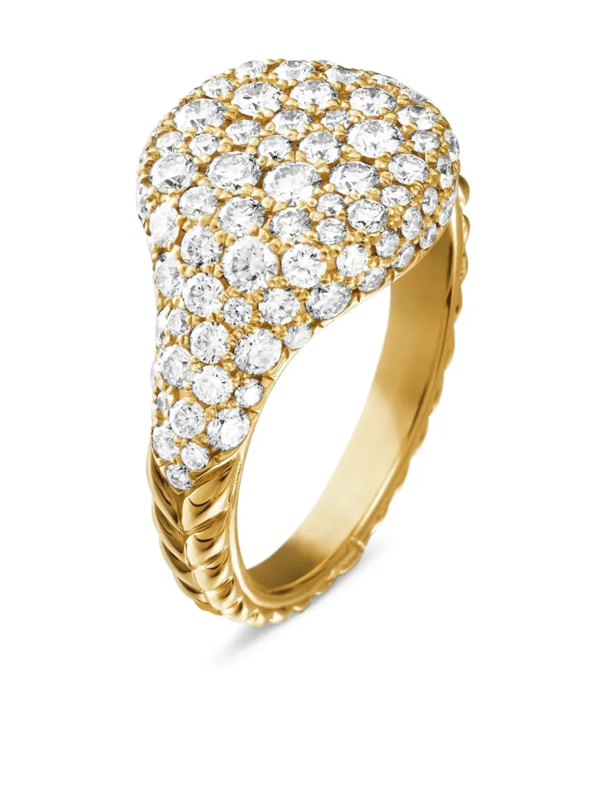 David Yurman 18kt イエローゴールド チェヴロン ダイヤモンド ピンキーリング - 画像4