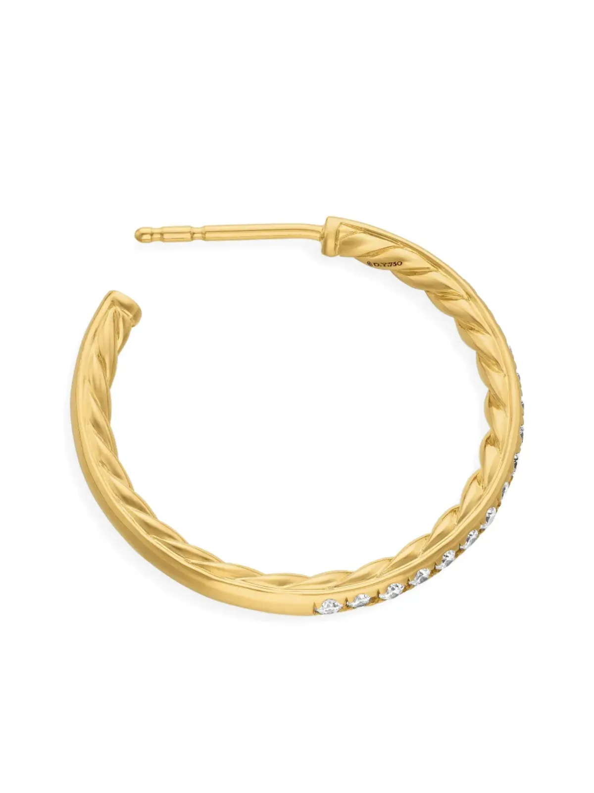David Yurman 18kt イエローゴールド パヴェダイヤモンド フープピアス - 画像4