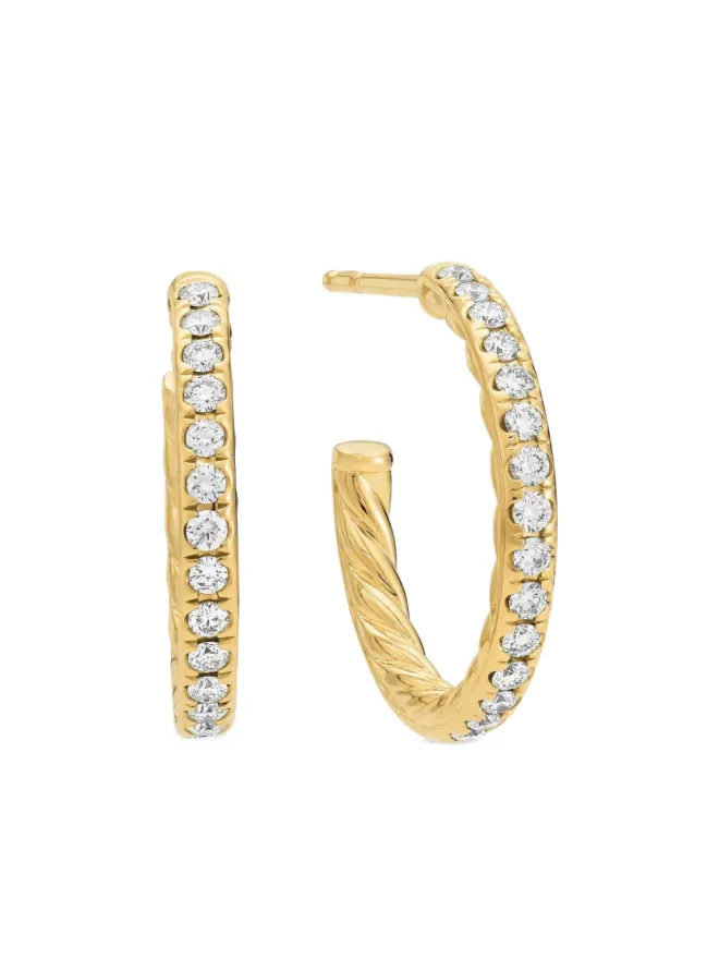 David Yurman David Yurman 18金イエローゴールド パヴェダイヤモンド フープピアスの商品画像