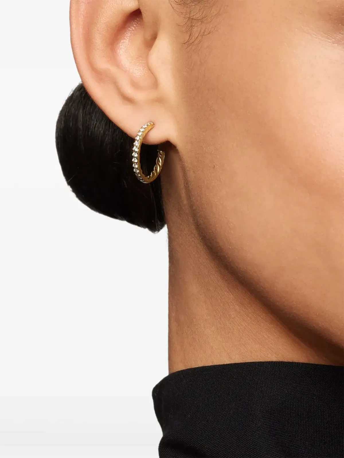David Yurman 18金イエローゴールド パヴェダイヤモンド フープピアス - 画像3