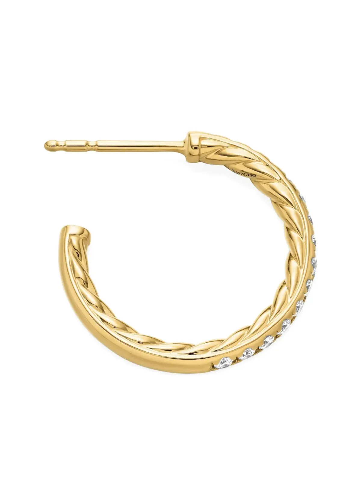 David Yurman 18金イエローゴールド パヴェダイヤモンド フープピアス - 画像4